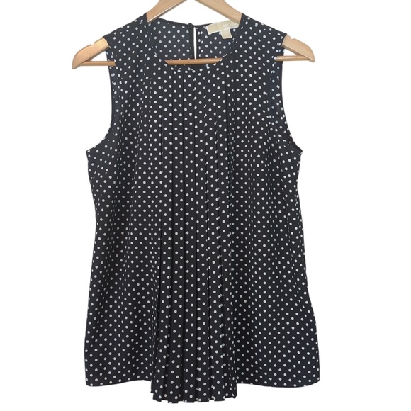 Michael Kors Black White Polka Dot Sleeveless Blouse - Picture 6 of 12